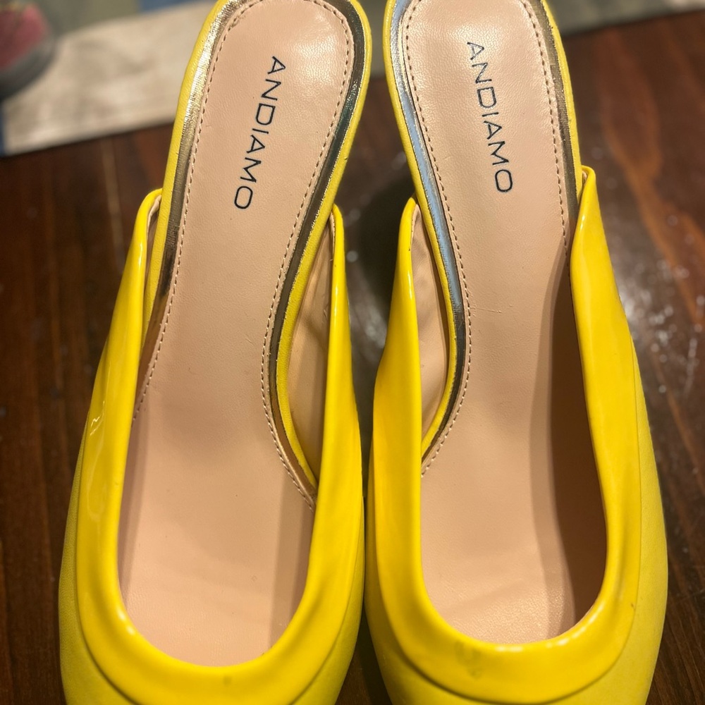 Vibrant Yellow Patent Leather Mules